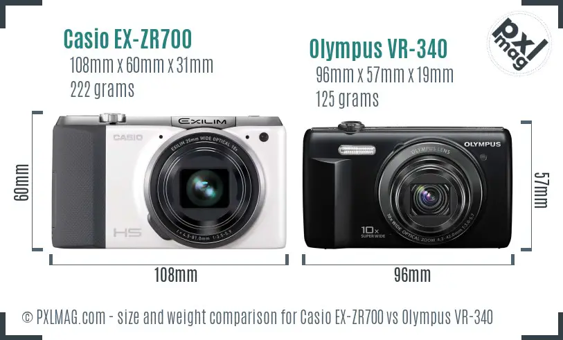 Casio EX-ZR700 vs Olympus VR-340 size comparison