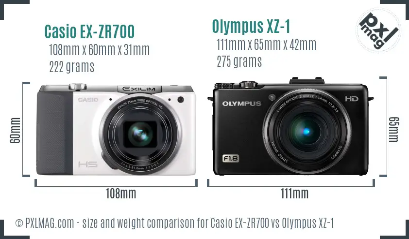 Casio EX-ZR700 vs Olympus XZ-1 size comparison Casio EX-ZR700 vs Olympus XZ-1 size comparison