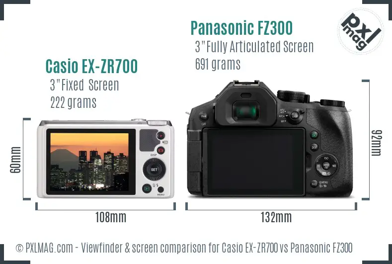 Casio EX-ZR700 vs Panasonic FZ300 Screen and Viewfinder comparison Casio EX-ZR700 vs Panasonic FZ300 Screen and Viewfinder comparison