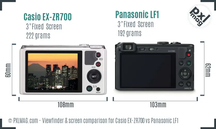 Casio EX-ZR700 vs Panasonic LF1 Screen and Viewfinder comparison Casio EX-ZR700 vs Panasonic LF1 Screen and Viewfinder comparison