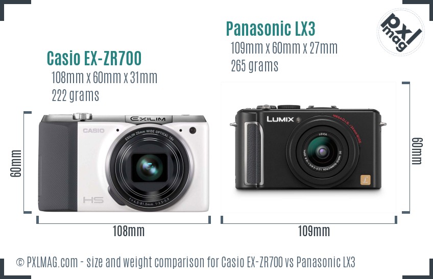 Casio EX-ZR700 vs Panasonic LX3 size comparison Casio EX-ZR700 vs Panasonic LX3 size comparison