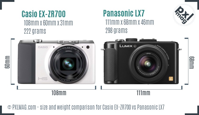 Casio EX-ZR700 vs Panasonic LX7 size comparison Casio EX-ZR700 vs Panasonic LX7 size comparison