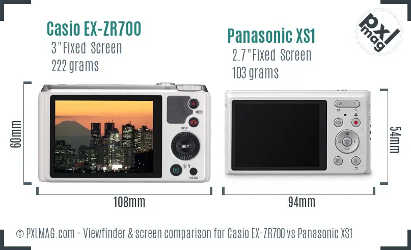 Casio EX-ZR700 vs Panasonic XS1 Screen and Viewfinder comparison Casio EX-ZR700 vs Panasonic XS1 Screen and Viewfinder comparison
