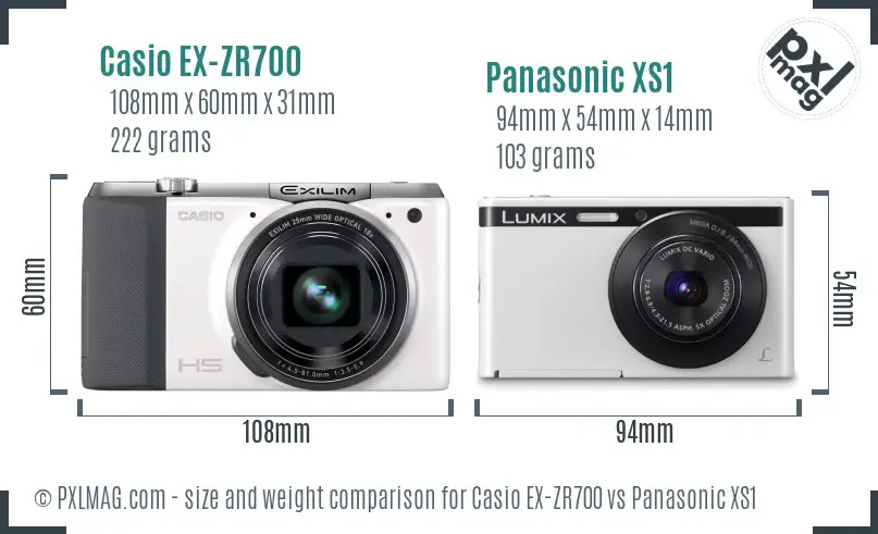 Casio EX-ZR700 vs Panasonic XS1 size comparison Casio EX-ZR700 vs Panasonic XS1 size comparison