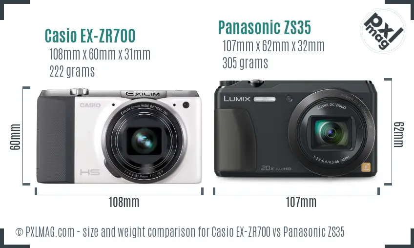Casio EX-ZR700 vs Panasonic ZS35 size comparison Casio EX-ZR700 vs Panasonic ZS35 size comparison