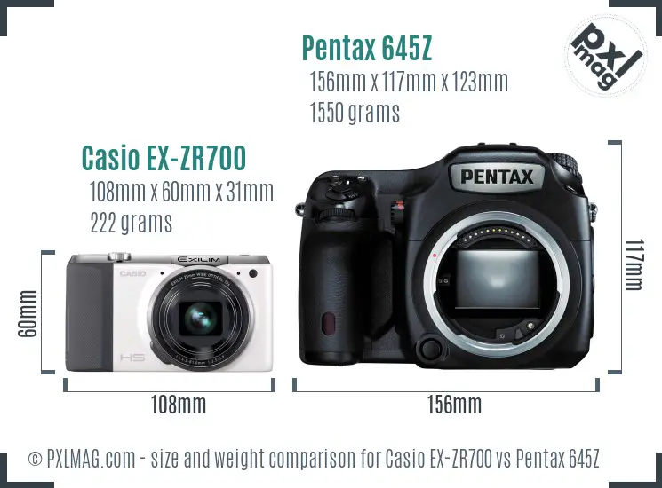 Casio EX-ZR700 vs Pentax 645Z size comparison