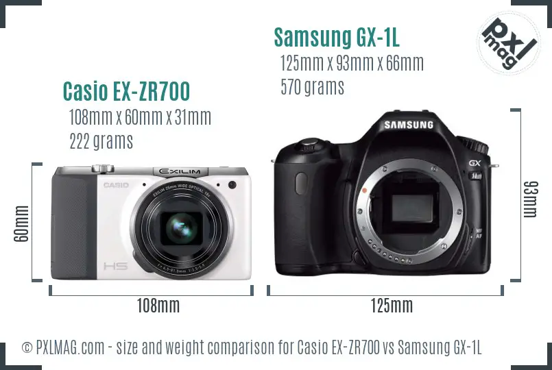 Casio EX-ZR700 vs Samsung GX-1L size comparison