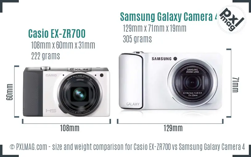 Casio EX-ZR700 vs Samsung Galaxy Camera 4G size comparison