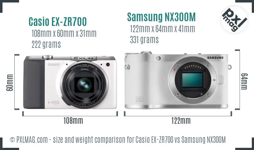 Casio EX-ZR700 vs Samsung NX300M size comparison