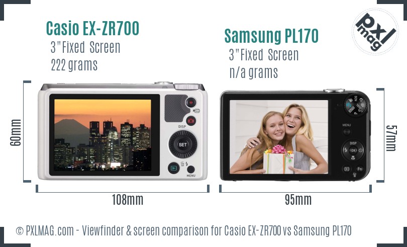 Casio EX-ZR700 vs Samsung PL170 Screen and Viewfinder comparison