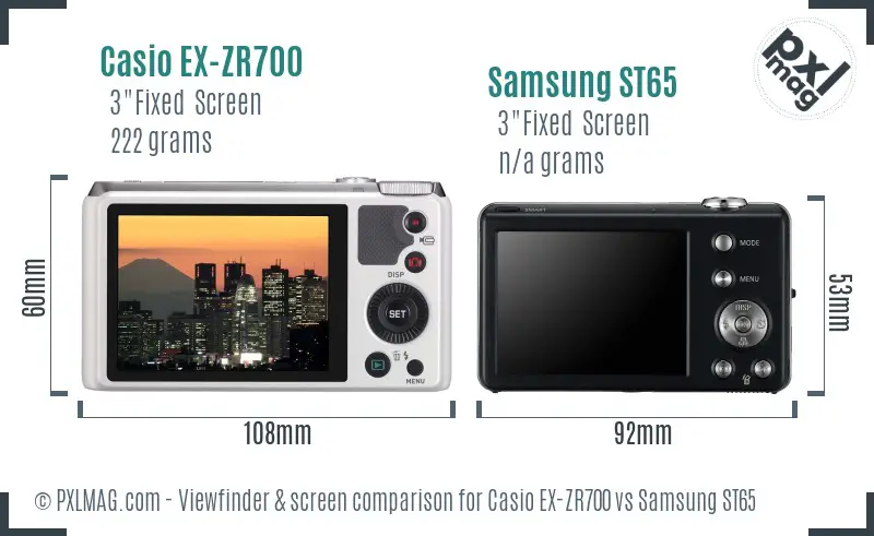 Casio EX-ZR700 vs Samsung ST65 Screen and Viewfinder comparison Casio EX-ZR700 vs Samsung ST65 Screen and Viewfinder comparison