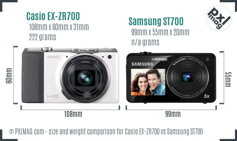 Casio EX-ZR700 vs Samsung ST700 size comparison