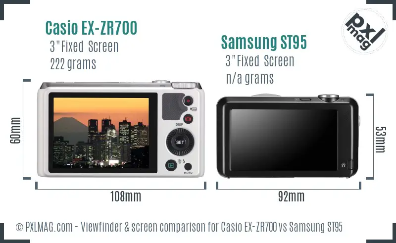 Casio EX-ZR700 vs Samsung ST95 Screen and Viewfinder comparison