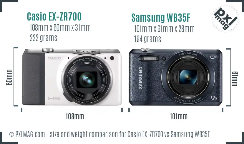 Casio EX-ZR700 vs Samsung WB35F size comparison