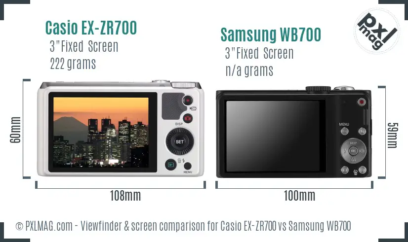 Casio EX-ZR700 vs Samsung WB700 Screen and Viewfinder comparison Casio EX-ZR700 vs Samsung WB700 Screen and Viewfinder comparison