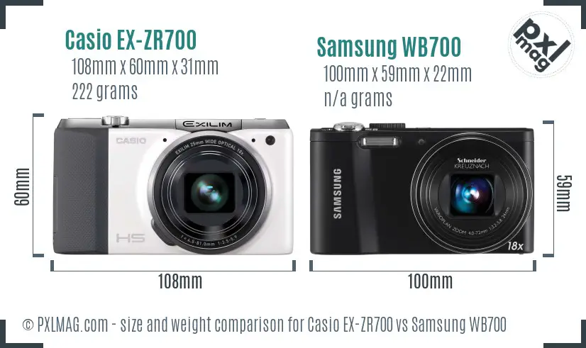 Casio EX-ZR700 vs Samsung WB700 size comparison Casio EX-ZR700 vs Samsung WB700 size comparison