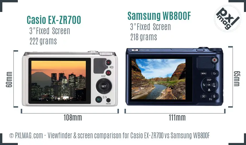 Casio EX-ZR700 vs Samsung WB800F Screen and Viewfinder comparison Casio EX-ZR700 vs Samsung WB800F Screen and Viewfinder comparison