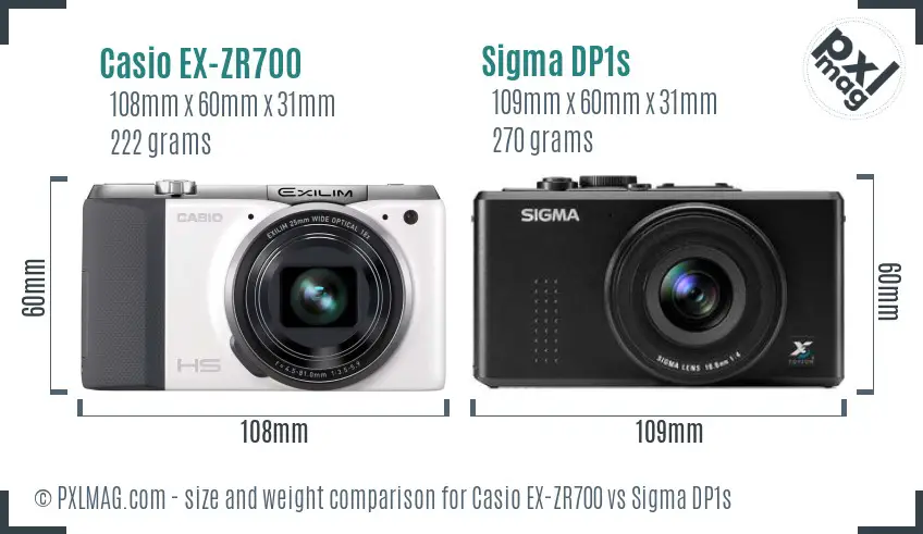Casio EX-ZR700 vs Sigma DP1s size comparison