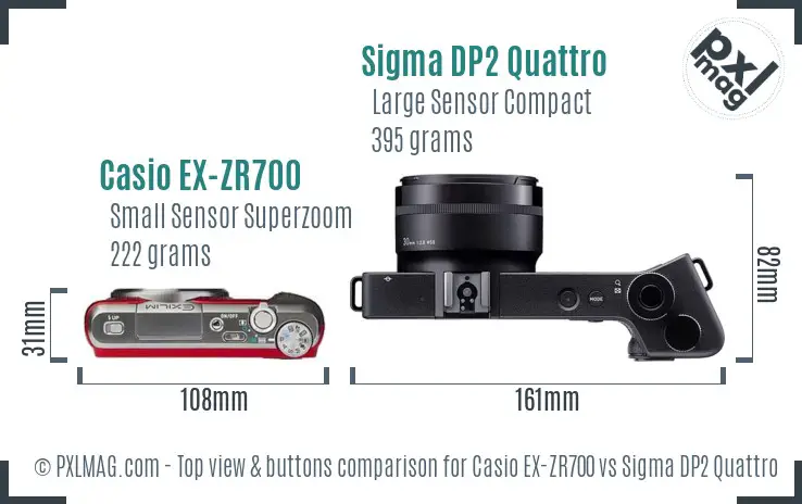 Casio EX-ZR700 vs Sigma DP2 Quattro top view buttons comparison