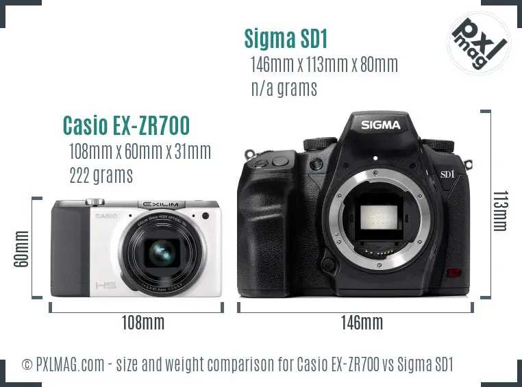 Casio EX-ZR700 vs Sigma SD1 size comparison