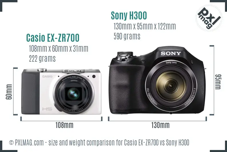 Casio EX-ZR700 vs Sony H300 size comparison