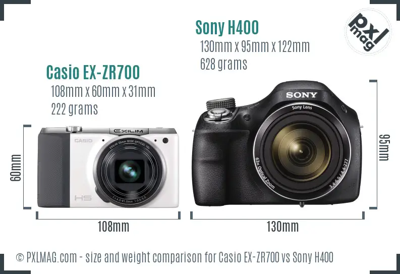 Casio EX-ZR700 vs Sony H400 size comparison