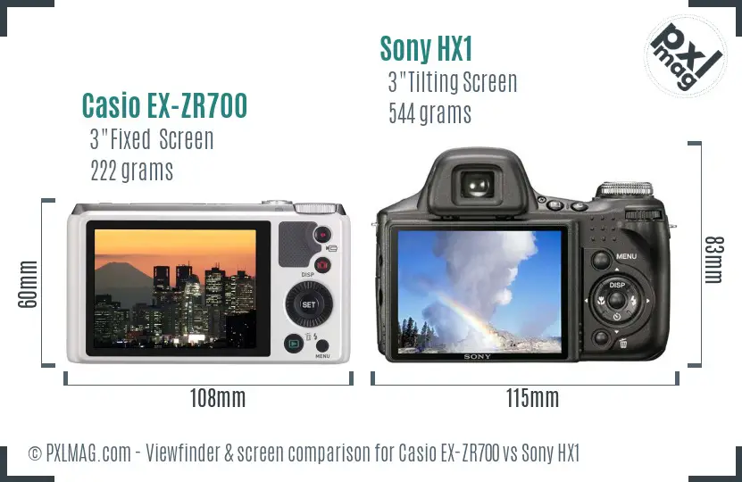 Casio EX-ZR700 vs Sony HX1 Screen and Viewfinder comparison Casio EX-ZR700 vs Sony HX1 Screen and Viewfinder comparison
