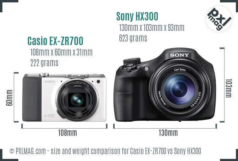 Casio EX-ZR700 vs Sony HX300 size comparison