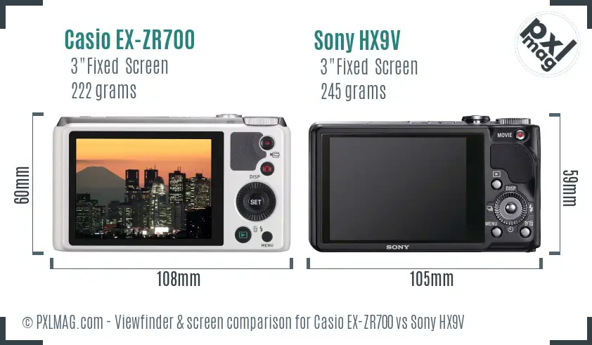 Casio EX-ZR700 vs Sony HX9V Screen and Viewfinder comparison Casio EX-ZR700 vs Sony HX9V Screen and Viewfinder comparison