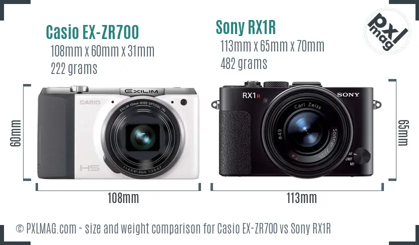 Casio EX-ZR700 vs Sony RX1R size comparison Casio EX-ZR700 vs Sony RX1R size comparison