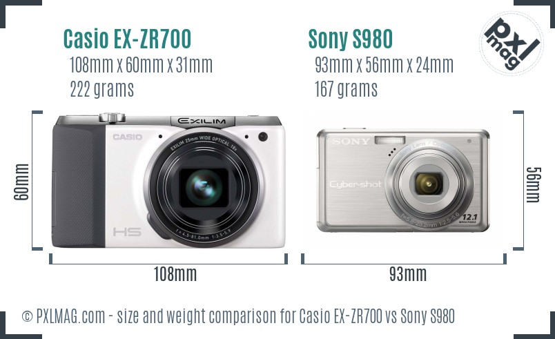 Casio EX-ZR700 vs Sony S980 size comparison Casio EX-ZR700 vs Sony S980 size comparison