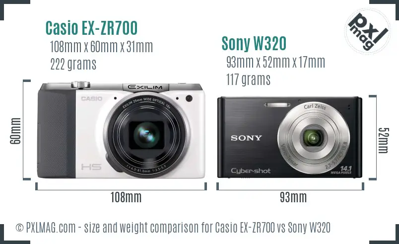 Casio EX-ZR700 vs Sony W320 size comparison Casio EX-ZR700 vs Sony W320 size comparison