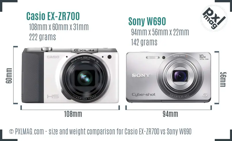 Casio EX-ZR700 vs Sony W690 size comparison Casio EX-ZR700 vs Sony W690 size comparison