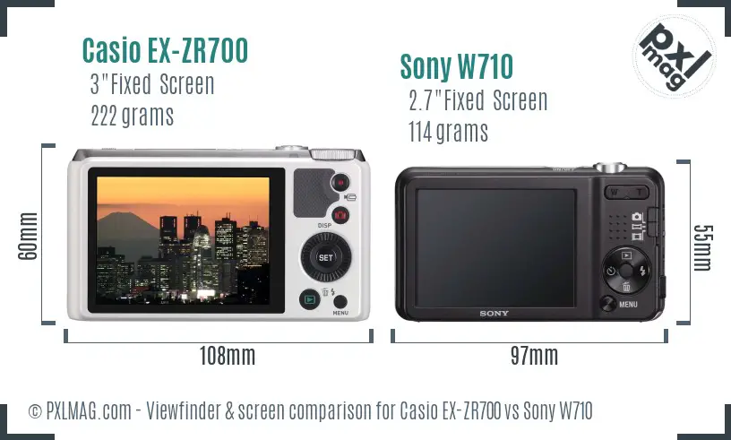 Casio EX-ZR700 vs Sony W710 Screen and Viewfinder comparison Casio EX-ZR700 vs Sony W710 Screen and Viewfinder comparison