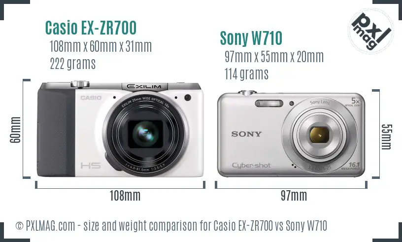 Casio EX-ZR700 vs Sony W710 size comparison Casio EX-ZR700 vs Sony W710 size comparison