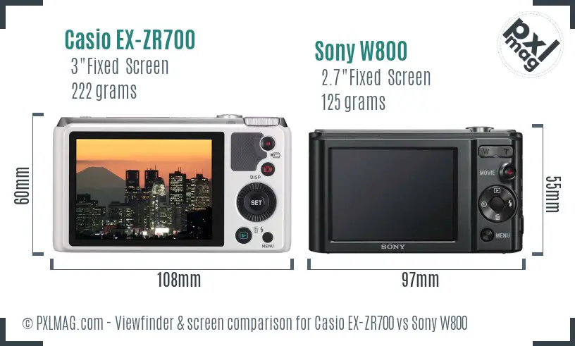 Casio EX-ZR700 vs Sony W800 Screen and Viewfinder comparison Casio EX-ZR700 vs Sony W800 Screen and Viewfinder comparison