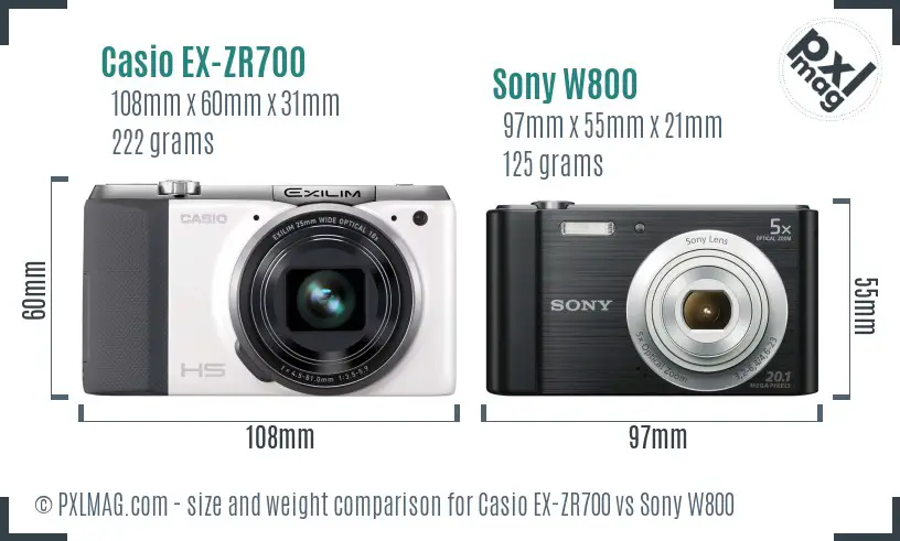 Casio EX-ZR700 vs Sony W800 size comparison Casio EX-ZR700 vs Sony W800 size comparison