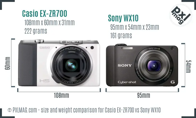 Casio EX-ZR700 vs Sony WX10 size comparison Casio EX-ZR700 vs Sony WX10 size comparison