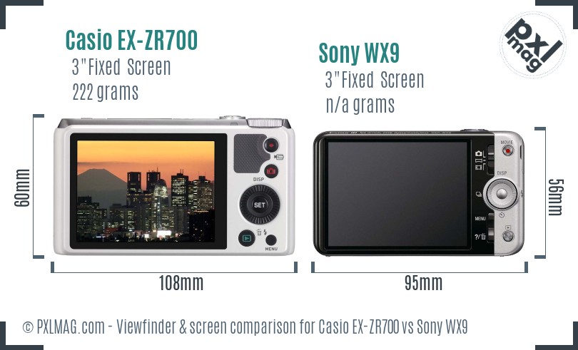Casio EX-ZR700 vs Sony WX9 Screen and Viewfinder comparison