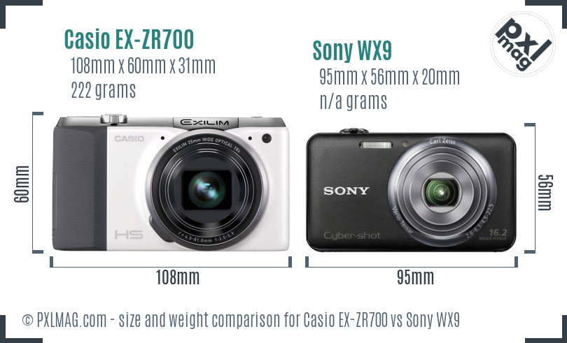 Casio EX-ZR700 vs Sony WX9 size comparison Casio EX-ZR700 vs Sony WX9 size comparison