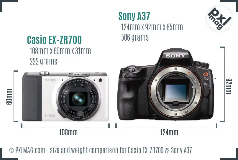 Casio EX-ZR700 vs Sony A37 size comparison