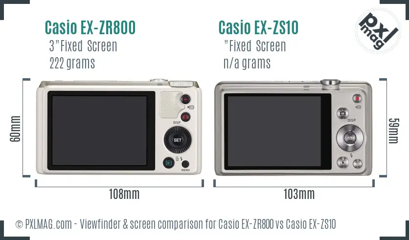 Casio EX-ZR800 vs Casio EX-ZS10 Screen and Viewfinder comparison