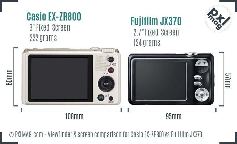 Casio EX-ZR800 vs Fujifilm JX370 Screen and Viewfinder comparison