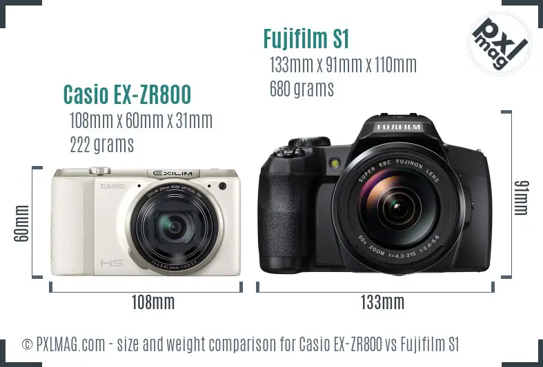 Casio EX-ZR800 vs Fujifilm S1 size comparison