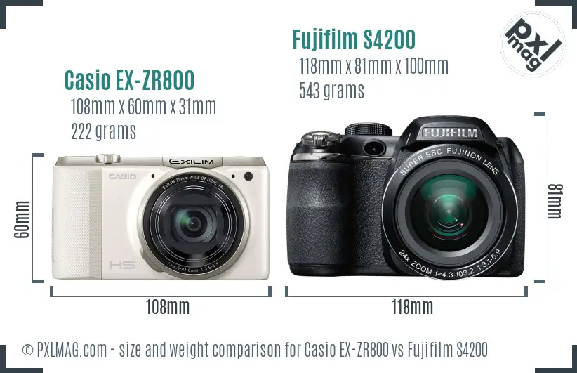 Casio EX-ZR800 vs Fujifilm S4200 size comparison Casio EX-ZR800 vs Fujifilm S4200 size comparison
