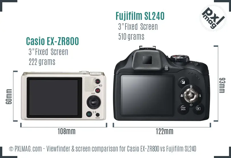 Casio EX-ZR800 vs Fujifilm SL240 Screen and Viewfinder comparison