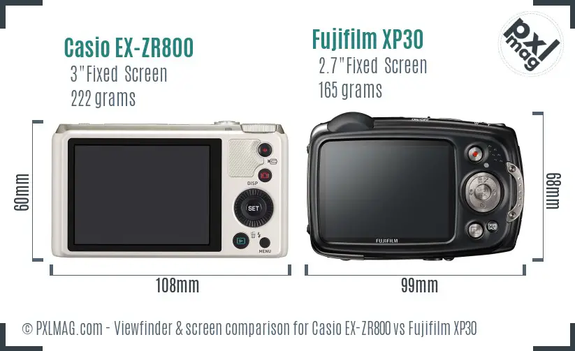 Casio EX-ZR800 vs Fujifilm XP30 Screen and Viewfinder comparison Casio EX-ZR800 vs Fujifilm XP30 Screen and Viewfinder comparison