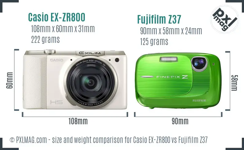 Casio EX-ZR800 vs Fujifilm Z37 size comparison