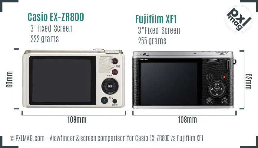Casio EX-ZR800 vs Fujifilm XF1 Screen and Viewfinder comparison Casio EX-ZR800 vs Fujifilm XF1 Screen and Viewfinder comparison