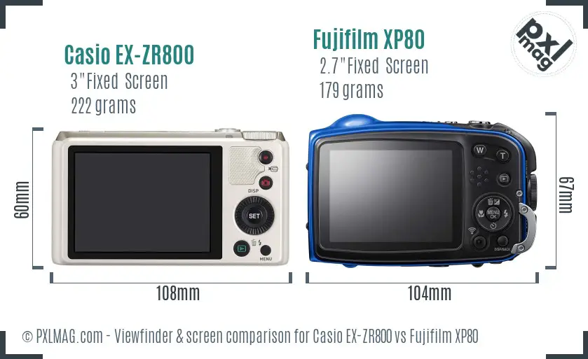 Casio EX-ZR800 vs Fujifilm XP80 Screen and Viewfinder comparison Casio EX-ZR800 vs Fujifilm XP80 Screen and Viewfinder comparison